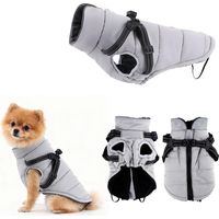 Manteau pour Chien Hiver Petite Taille, Imperméable Manteau Chien avec Harnais Réfléchissants et Réglable, Veste Chauds Chiens Vêtements, Gilet de Protection Contre pour Chiot (Grisâtre, XS)