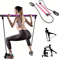 Kit de barre de yoga Pilates portable, équipement de Pilates avec barre de bande de résistance pour l'entraînement total du corps, yoga, fitness, stretch, entraînement de résistance à la maison