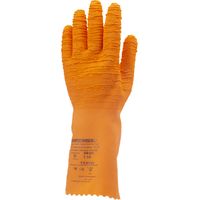 Lote de 12 pares de guantes de látex crepé naranja de 34 cm, calidad superior, talla 9
