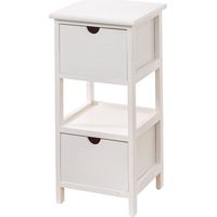 Baroni Home Comodino, Mobiletto da Soggiorno, Salotto, Camera da Letto, Cameretta, Bagno, Mobiletto Multiuso, Colore Bianco 2 Cassetti, 1 Ripiano Misure 30X30X61 cm