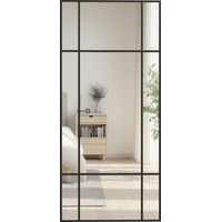Miroir moderne de style fenêtre, 110x50cm, miroir avec montage vertical et horizontal pour chambre et salon, noir