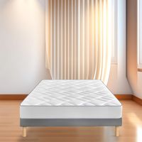 Bysommiflex – Sommier tapissier gris 140x200 cm – Fabrication française artisanale – Lattes épaisses en épicéa – Pieds en bois de 15 cm offerts