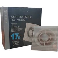 Ventola Aspirazione 17W 258m3/h 50dB, Aspiratore da Muro per Bagno Cucina 230V 50Hz, Estrattore d'Aria 24x24x9,5cm, Diametro Scarico 15cm