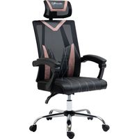 Sedia da Ufficio Ergonomica con Tessuto a Rete, Sedia da Scrivania con Rotelle, Supporto Lombare e Cervicale, Altezza Regolabile e Reclinazione, 58x62.5x112-120cm, Rosa