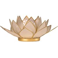 Porte Bougie Fleur de Lotus perle et or