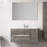 Mueble de baño suspendido Itaca con lavabo y Espejo. Se envía montado 60 CM. Roble Smoky