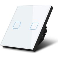 Maclean Energy Interruttore touch Adattatore LED Elegante e Moderno (Bianco, Doppio Quadrato)