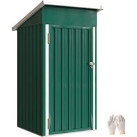 Caseta de Jardín Exterior Metálico 0,74 m² 107,5x91x185 cm con Techo Inclinado Puerta con Cerradura Ventilaciones Verde