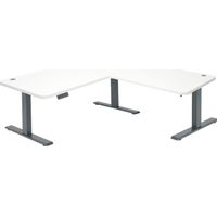 Eck-Schreibtisch HHG-772, Computertisch elektrisch höhenverstellbar 178x178cm 84kg MVG weiß, anthrazit-grau