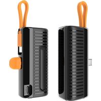 Power Bank Greenlyca 5000mAh, com Cabos Integrados, Carregamento Rápido 2A