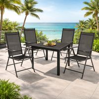 Gartengarnitur 5-teilig 90x90cm Anthrazit/Schwarz Non-Wood-MMC372219+4xM116001