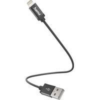 Hama USB-Ladekabel USB 2.0 Apple Lightning Stecker, USB-A Stecker 0.20 m Schwarz 00201578