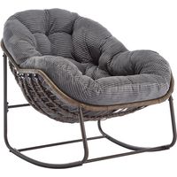 Rattan-Schaukelstuhl für den Außenbereich mit bequemem Kissen
