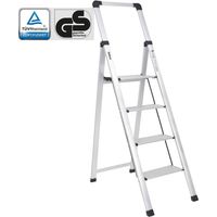 Alu Trittleiter 4-stufig silber klappbar mit Handlauf 150 kg TÜV GS