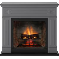 TAGU Cheminée électrique connectée 1400W - LARSEN Powerflame 2 - effets flammes 3D et crépitement - Gris