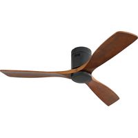 52 Zoll DC-Deckenventilator mit niedrigem Profil, 3 Ventilatorflügel aus geschnitztem Holz, leiser umkehrbarer Motor, Fernbedienung, kein Licht