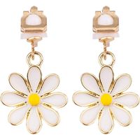 Boucles d'Oreilles Marguerite, Goutte Mignonne Boucles d'Oreilles Fleur à Clip Minimale Boucle d'Oreille Pendante Non Perçante Délicate Bijoux de Mode pour Femmes Cadeau Doux