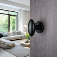 Ouvre&Déco – Poignée de porte intérieure sur rosace ronde – Aluminium noir mat – Design contemporain – Diamètre rosace 52mm – Longueur béquille 69mm