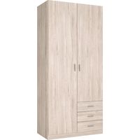 Armario Roma 2 puertas 3 cajones habitación dormitorio color sahara estilo moderno mueble 216x100x53 cm