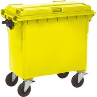 PROVOST - Poubelle roulante 4 roues jaune - 660 litres - PEHD - Usage domestique et extérieur