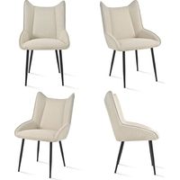 Bon Furni Chaises de Salle à Manger Rembourrées en Tissu Beige, Lot de 4