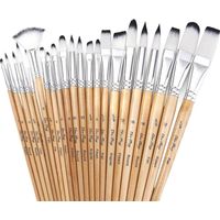 24PCS Paint Brushes Set Kit Artist Professional Paintbrush Round Brushes with Nylon Hair Red Retro S