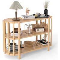 Table console 3 étages avec rangement, forme ovale, moderne et élégante, pour canapé, entrée, couloir, chambre, bureau