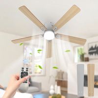 52 Inch Modern Ceiling Fans with Lights, Low Profile Flush Mount Fan, Quiet 6 Speeds DC Reversible Motor, 3 Color Dimmable LED, Remote Control for Living Room, Bedroom, Kids Room