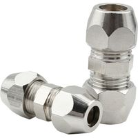 2 Pièces Raccords à Compression Cuivre Nickelé, Raccord Olive 8MM Gaz, Connecteurs de Tubes 8mm x 34mm Filetés, pour Plomberie, Systèmes Hydrauliques, Refroidissement et Carburant(Argent)