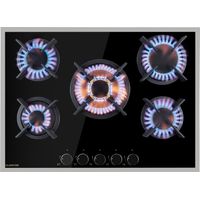 Klarstein – Plaque de cuisson gaz 5 feux 10,4 kW – Brûleur wok 3,4 kW – Sécurité flamme – Surface en verre céramique facile à nettoyer