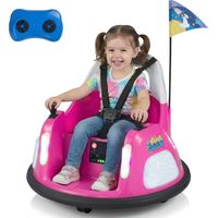 COSTWAY 12V Autoscontro Elettrico, Macchina Elettrica per Bambini con Luci, 18-72 Mesi,Rosa