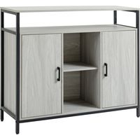 Credenza Moderna con 2 Armadietti e Ripiani, Mobile Cucina e per Ingresso Grigio Chiaro, 100x34x87.2cm