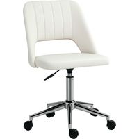 Höhenverstellbarer Schreibtischstuhl mit Rollen, 360° drehbar, Jakobsmuschel-Form, Schaumstoff, 49 x 60 x 79-91 cm, Cremeweiß