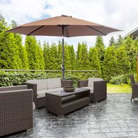 Parasol jardin Ø295x250cm manivelle mécanisme basculant poteau métallique amovible terrasse piscine patio, café