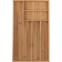 Relaxdays – Range-couvert en bambou 6 compartiments – Dimensions 5 x 27,5 x 46 cm – Organiseur de tiroir pour ustensiles de cuisine – Aspect naturel