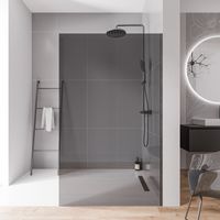 BERNSTEIN - Paroi de douche italienne 120x200cm, verre fumé NANO 10mm, profilé inox noir brossé - EX102