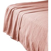 Drap plat 240 x 300 cm Gaze de coton unie GAIA coloris Rose pêche