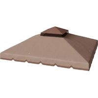 Store banne de remplacement 3x3 m avec double toit, trous de drainage et protection UPF 30+. Store banne seul, armature non incluse, beige.