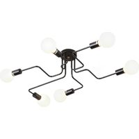 Lamparas de Techo Vintage, E27 6 Luces Lámparas de techo industriales, Lámparas de araña Sputnik Moderno para Dormitorio Sala de Estar Cocina Salón Comedor, Negro