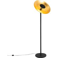 QAZQA Industrial Lámpara de pie industrial negra con interior dorado 60 cm - Magnax Acero Redonda Adecuado para LED Max. 1 x 60 Watt
