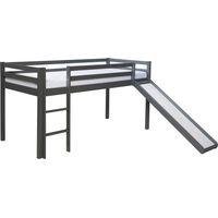 Décoshop26 – Lit mezzanine enfant 90x200cm – Échelle et toboggan réversibles – Bois gris laqué – Hauteur sous lit 75cm – SKU LIT06172