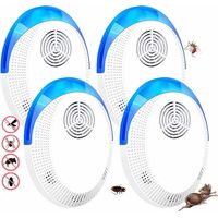 Repulsif Souris, Anti Moustique Ultrason, Ultrason Souris Et Rats Appareil Ultrason Anti Souris, Repousse Les Cafards, Fourmis, Rongeurs - 100% Inoffensif (4 Paquets)
