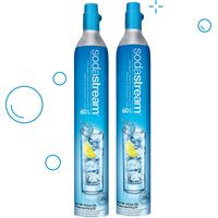 Lot de 2 cylindres de recharge de gaz CO2 60L – Compatible machines à gazéifier – Jusqu'à 120L d'eau gazeuse à domicile – Sodastream
