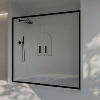 SOULBATH Box doccia con 2 scorrevoli + 2 fissi, con profilo inferiore, vetro di sicurezza 6 mm anticalcare, 164 a 168cm x 195cm H, Nero