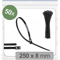Quadrios 25CA695 25CA695 Fascetta per cavi 250 mm 8 mm Nero riutilizzabili, con chiusura a leva, Stabilizzato ai raggi