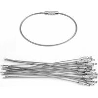 Portachiavi in filo metallico, portachiavi con cavo in acciaio inossidabile, anelli con cavi ad anello con guarnizioni, 20 pezzi