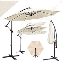 Wolketon Sonnenschirm 3,5m Beige Gartenschirm mit Kurbel, UV 50+ Sonnenschutz, kippbar, windfest & stabil, inkl. Kreuzfuß, für Garten Terrasse