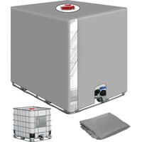 Bache pour Cuve IBC 1000L, Bâche Recuperateur d Eau de Pluie avec Film Transparent, Anti-UV Anti-Poussière Bache Couvercle Housse de Protection Cuve Gris(116 x 100 x 120 cm)