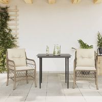 Ensemble de bistro 3 pcs-Salon de jardin bistro avec coussins beige résine tressée 669332
