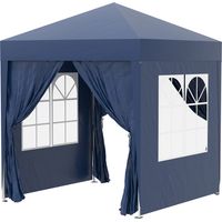 Cenador de jardín 2x2m 4 paredes laterales tela Oxford 2 puertas 2 ventanas bolsa transporte impermeable azul